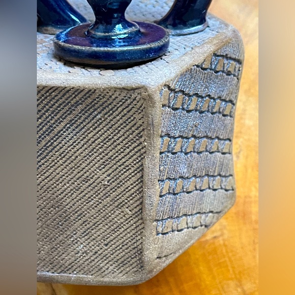 rare tea-pot with top Handled , Hand Built and Lace Textured of Stoneware NEW - Picture 11 of 14